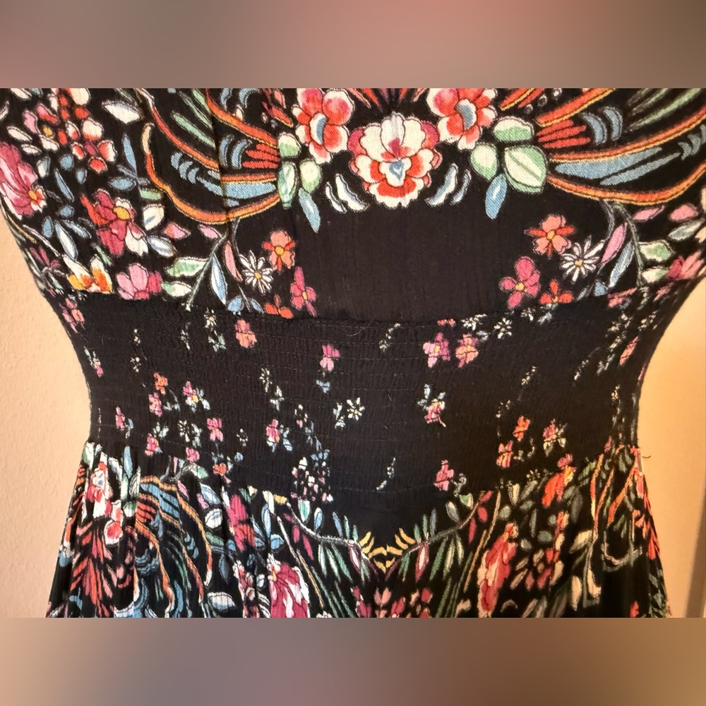 Bila Black Floral Lace-Trim Maxi Dress with Pink & Coral Accents - Picture 4 of 6